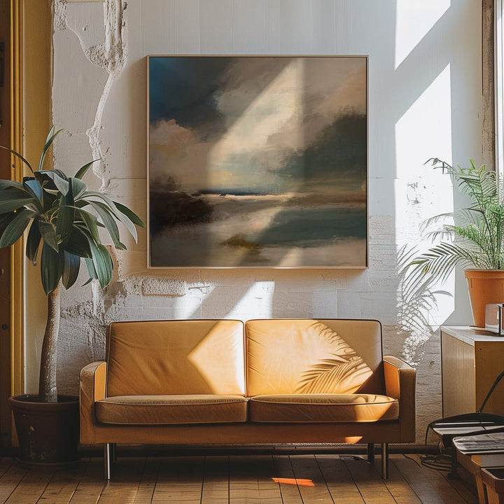 Serene Seascape Under a Dynamic Sky - Square Stretched Canvas, Poster or Fine Art Print - I Heart Wall Art - Poster Print, Canvas Print or Framed Art Print