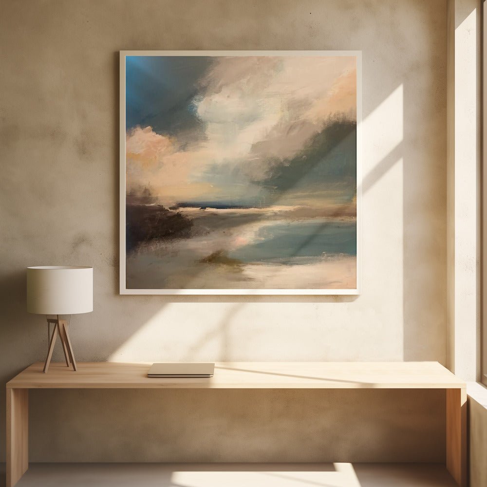 Serene Seascape Under a Dynamic Sky - Square Stretched Canvas, Poster or Fine Art Print - I Heart Wall Art - Poster Print, Canvas Print or Framed Art Print
