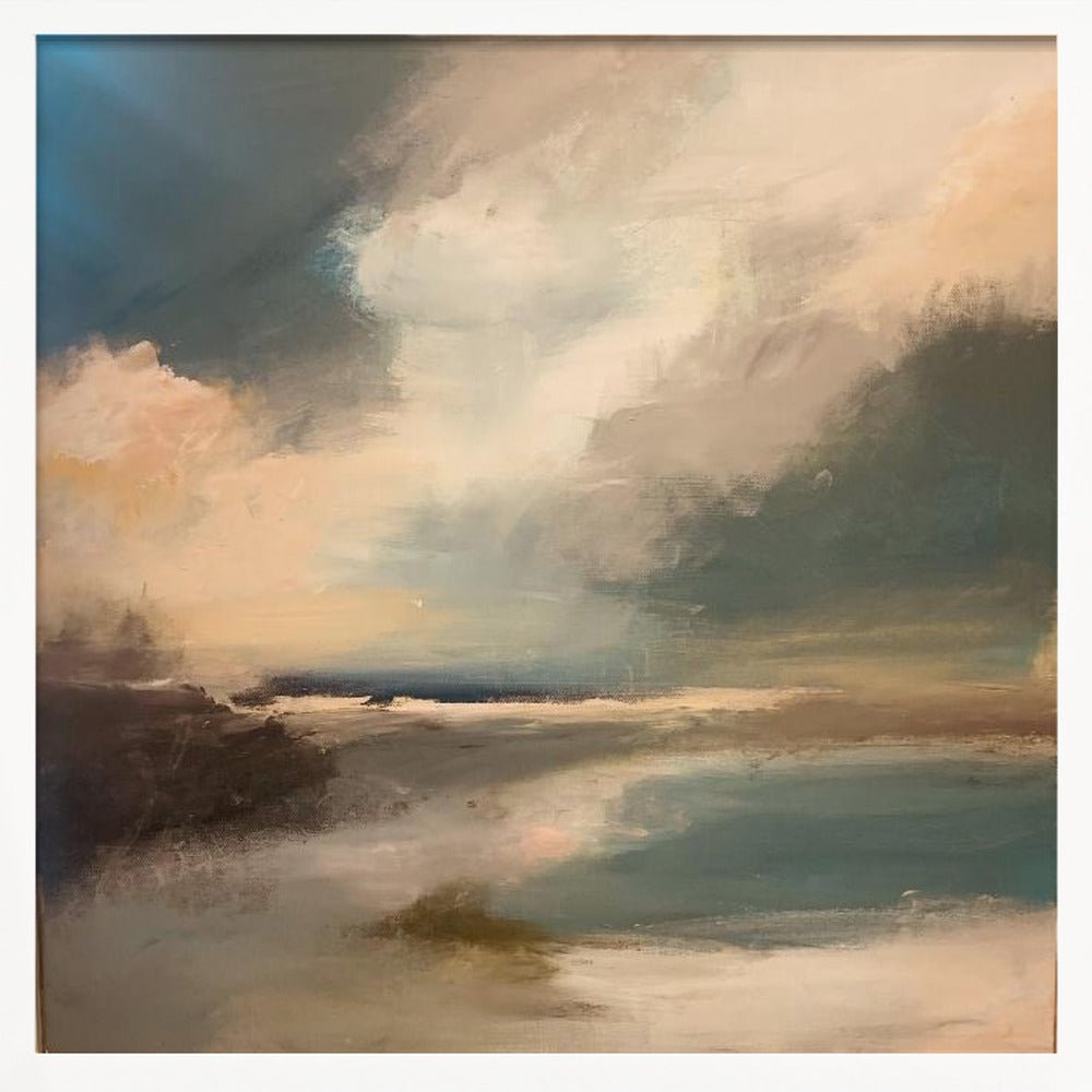Serene Seascape Under a Dynamic Sky - Square Stretched Canvas, Poster or Fine Art Print - I Heart Wall Art - Poster Print, Canvas Print or Framed Art Print