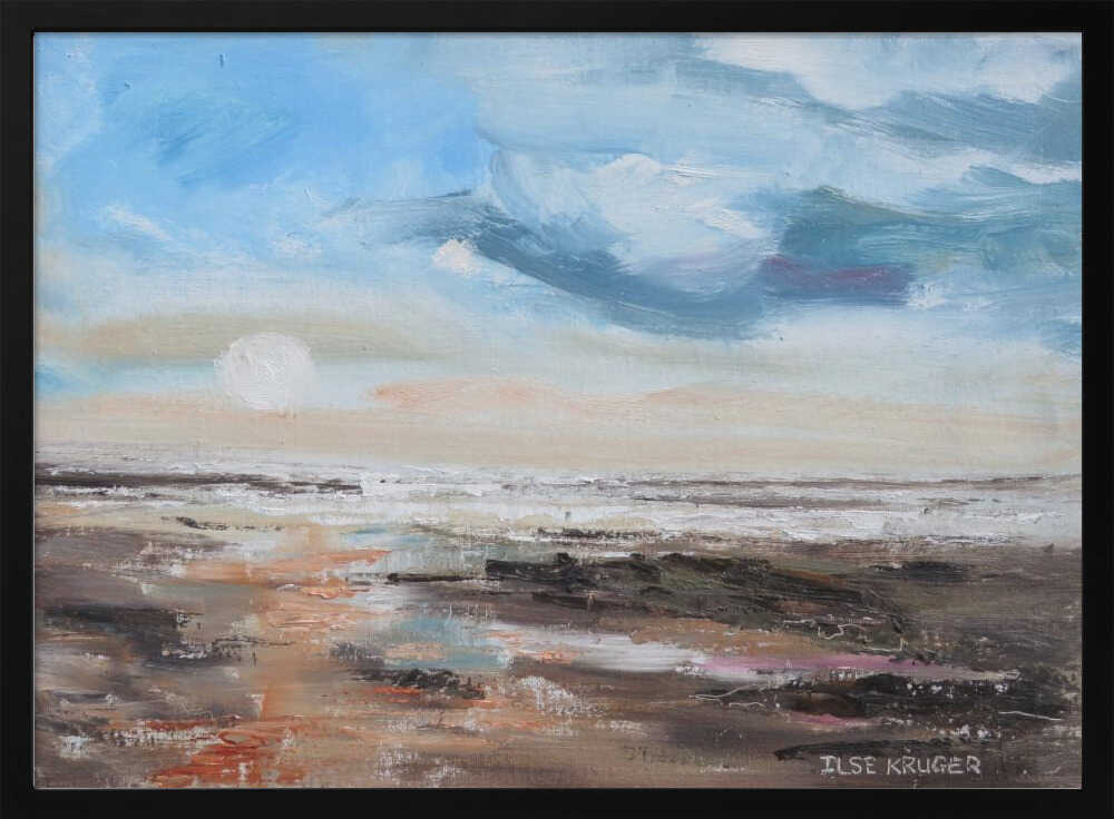 Serene Seascape with a Dynamic Sky - Stretched Canvas, Poster or Fine Art Print - I Heart Wall Art - Poster Print, Canvas Print or Framed Art Print