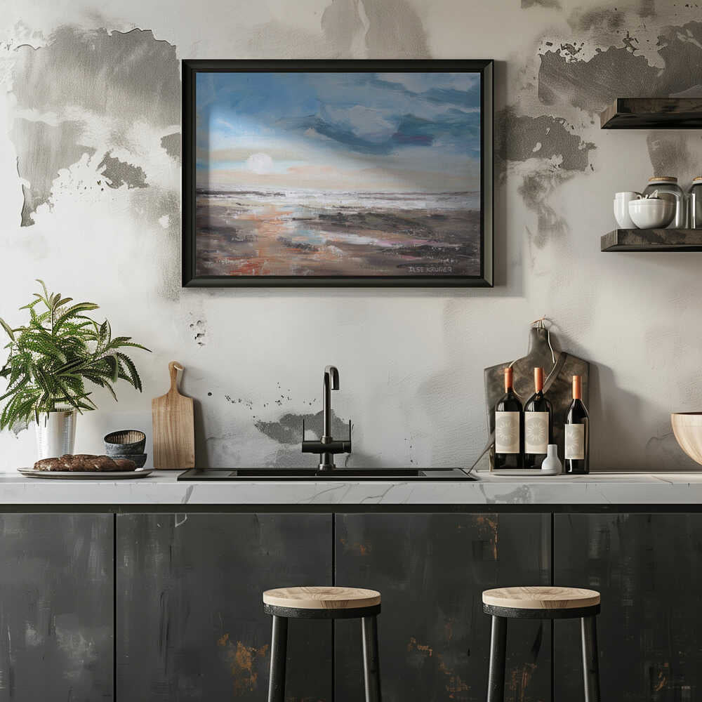 Serene Seascape with a Dynamic Sky - Stretched Canvas, Poster or Fine Art Print - I Heart Wall Art - Poster Print, Canvas Print or Framed Art Print
