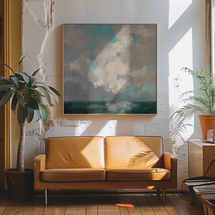 Serene Sky Reflections - Square Stretched Canvas Poster or Fine Art Print