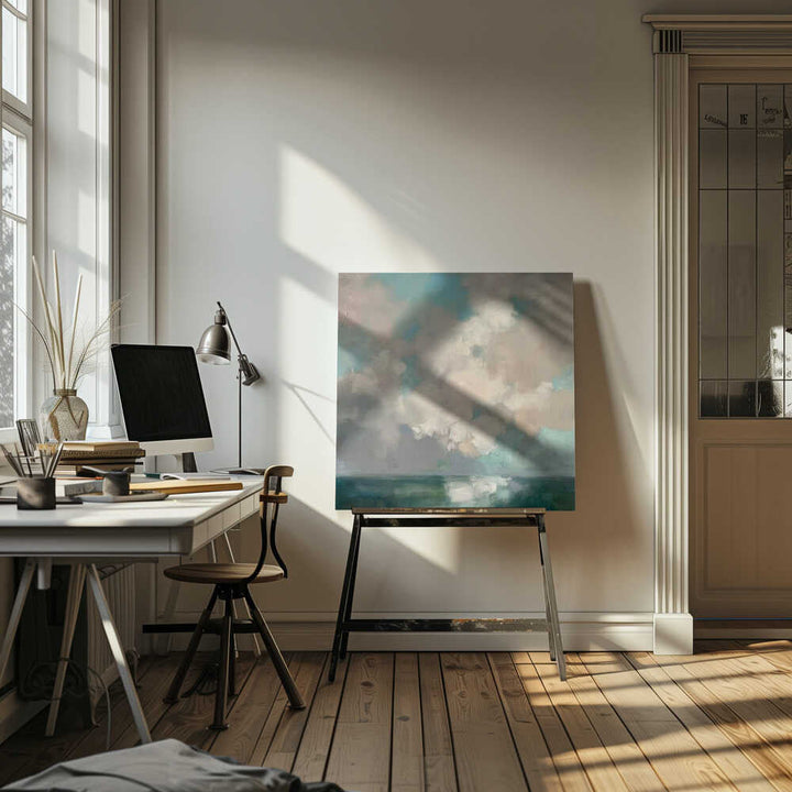 Serene Sky Reflections - Square Stretched Canvas Poster or Fine Art Print