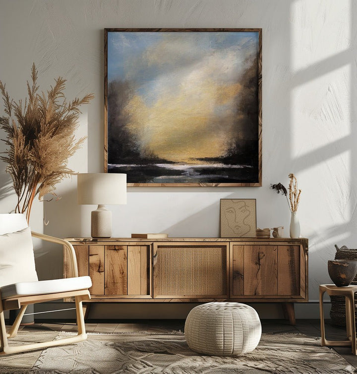 Serene Sunset Over a Tranquil Horizon - Square Stretched Canvas, Poster or Fine Art Print - I Heart Wall Art - Poster Print, Canvas Print or Framed Art Print