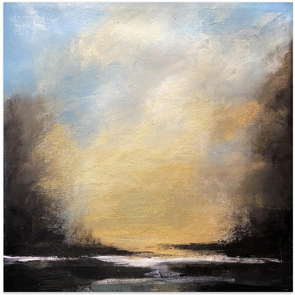 Serene Sunset Over a Tranquil Horizon - Square Stretched Canvas, Poster or Fine Art Print - I Heart Wall Art - Poster Print, Canvas Print or Framed Art Print