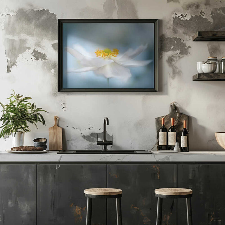 Serene White Bloom - Floral Photographic Stretched Canvas Poster or Fine Art Print