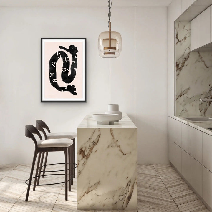 Serpent -  Black and White Contemporary Geometric Shape Artwork Collection - Ola Collection - I Heart Wall Art