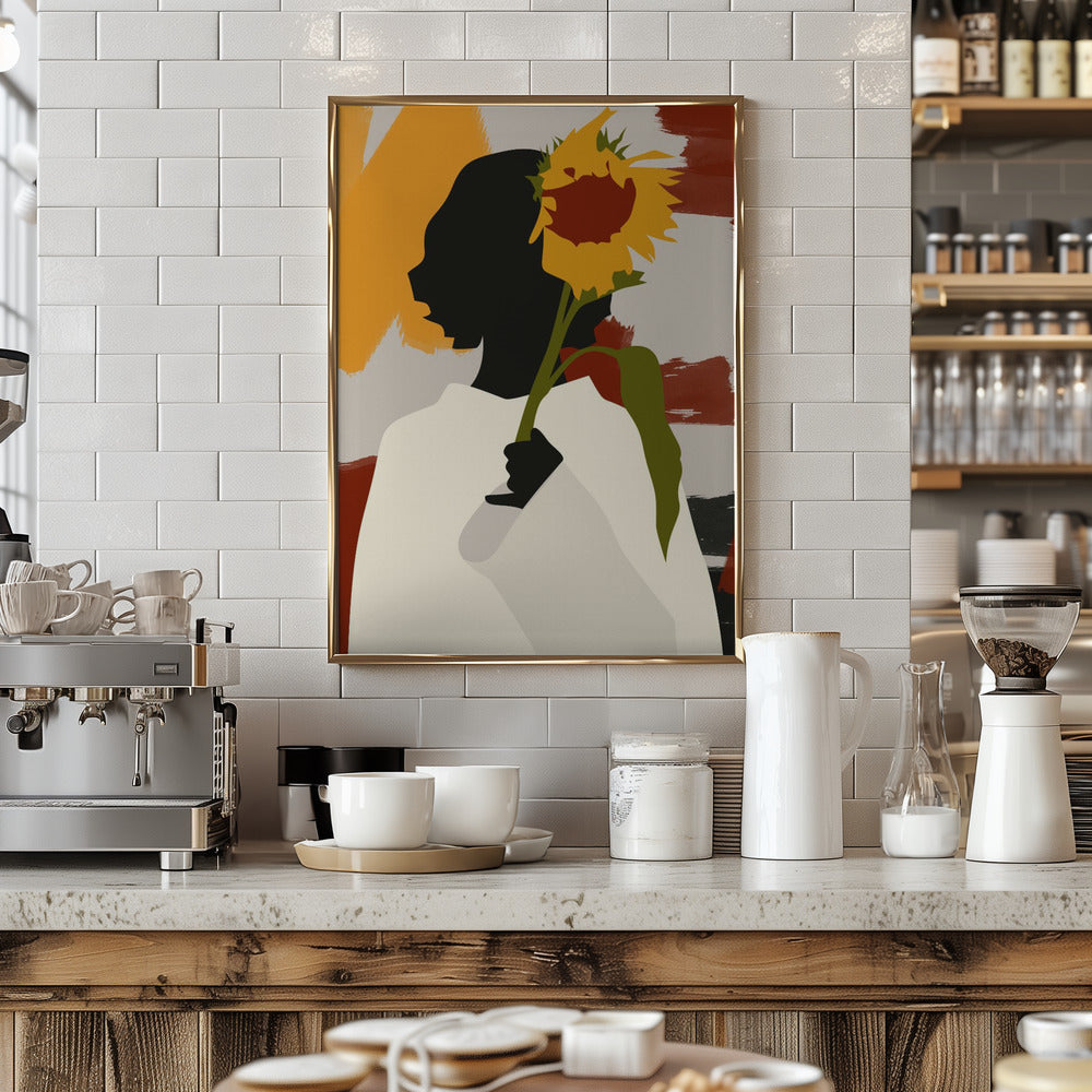 Shadowed Soul With Sunflower Print - Stretched Canvas, Poster or Fine Art Print I Heart Wall Art