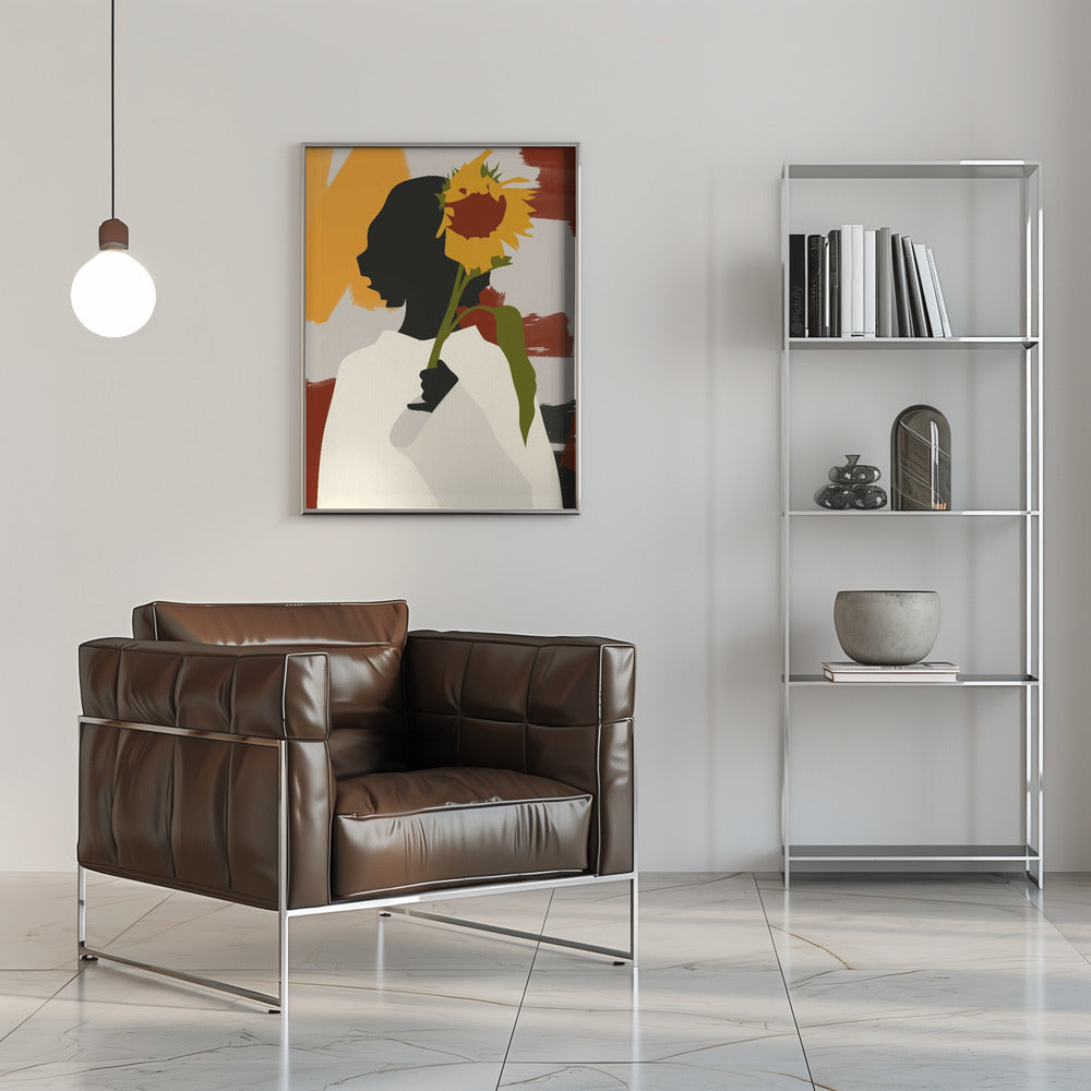 Shadowed Soul With Sunflower Print - Stretched Canvas, Poster or Fine Art Print I Heart Wall Art