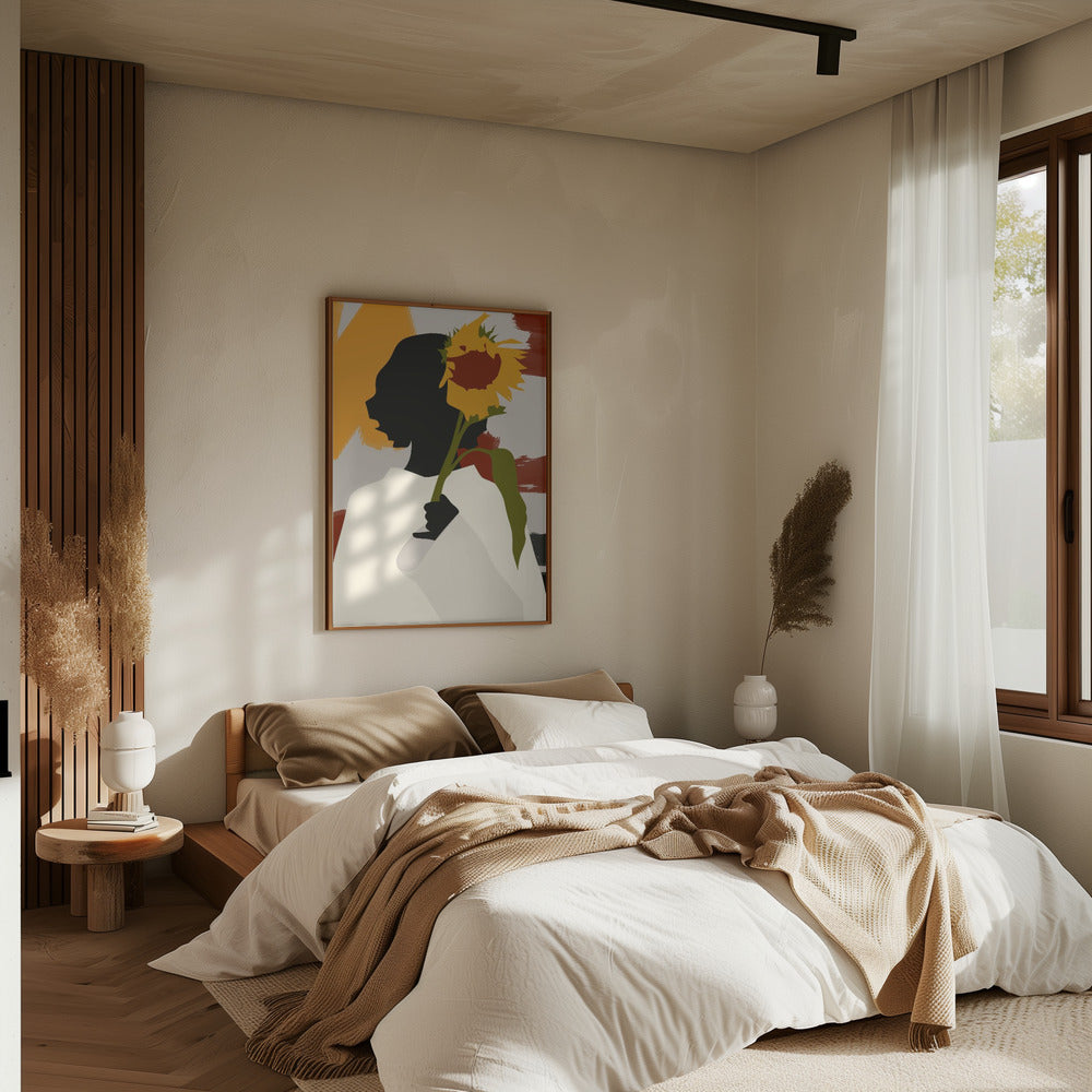 Shadowed Soul With Sunflower Print - Stretched Canvas, Poster or Fine Art Print I Heart Wall Art