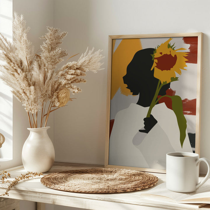 Shadowed Soul With Sunflower Print - Stretched Canvas, Poster or Fine Art Print I Heart Wall Art