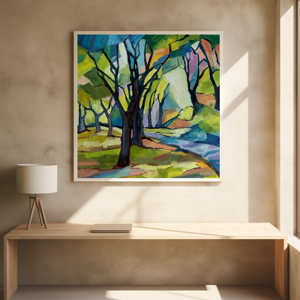 Shadowy Path - Square Stretched Canvas, Poster or Fine Art Print I Heart Wall Art