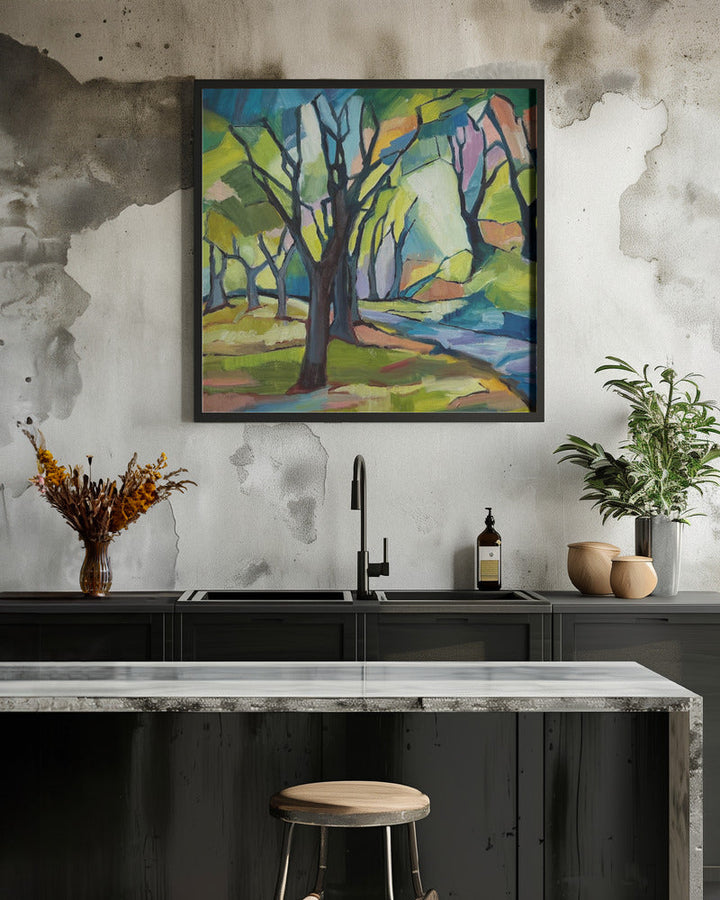 Shadowy Path - Square Stretched Canvas, Poster or Fine Art Print I Heart Wall Art
