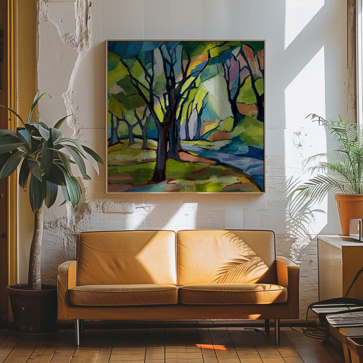 Shadowy Path - Square Stretched Canvas, Poster or Fine Art Print I Heart Wall Art