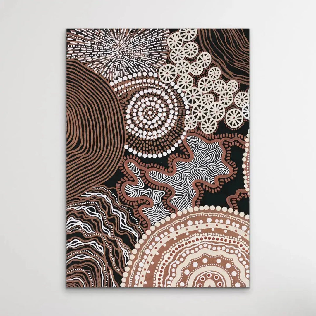 Shape of Country - Original Edition 1 - Aboriginal Art Print in Brown Tones by Leah Cummins - Dot Painting - I Heart Wall Art - Poster Print, Canvas Print or Framed Art Print