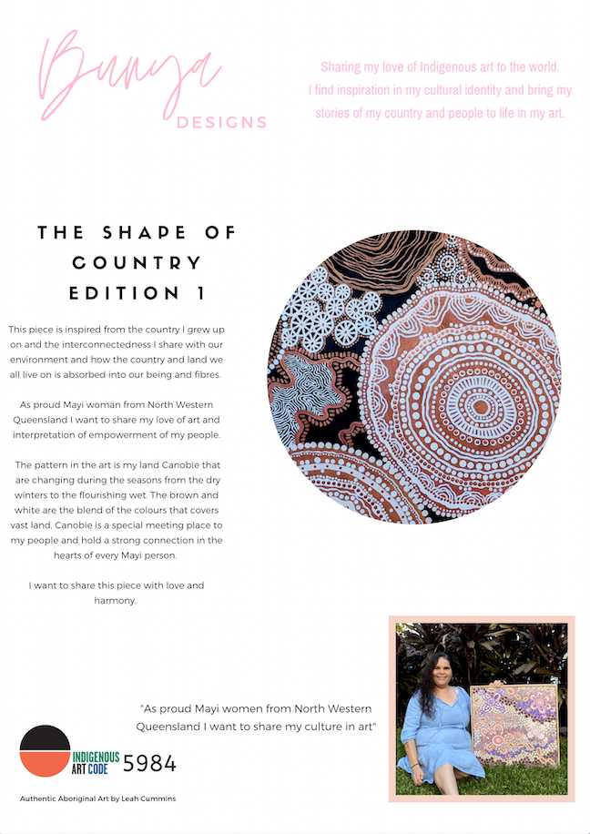Shape of Country - Original Edition 2 - Aboriginal Art Print in Brown Tones by Leah Cummins - Dot Painting I Heart Wall Art Australia 