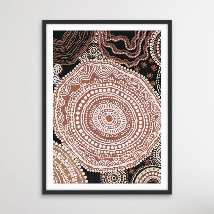 Shape of Country - Original Edition 2 - Aboriginal Art Print in Brown Tones by Leah Cummins - Dot Painting I Heart Wall Art Australia 