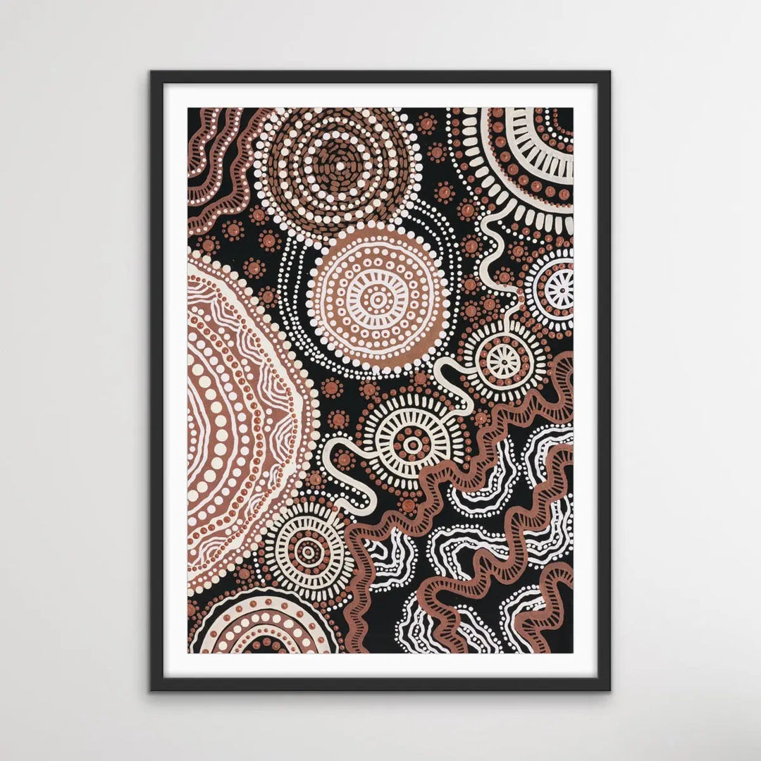 Shape of Country - Original Edition 3 - Aboriginal Art Print in Brown Tones by Leah Cummins - Dot Painting I Heart Wall Art Australia 