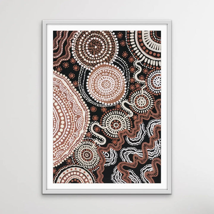 Shape of Country - Original Edition 3 - Aboriginal Art Print in Brown Tones by Leah Cummins - Dot Painting I Heart Wall Art Australia 