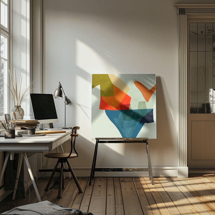 Shapes&amp;lines5 Kopie - Square Stretched Canvas, Poster or Fine Art Print I Heart Wall Art