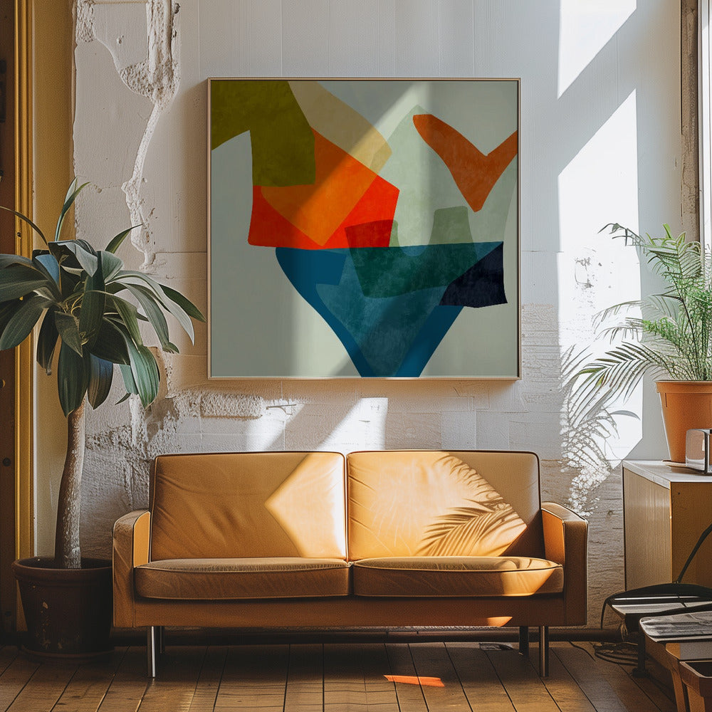 Shapes&amp;lines5 Kopie - Square Stretched Canvas, Poster or Fine Art Print I Heart Wall Art