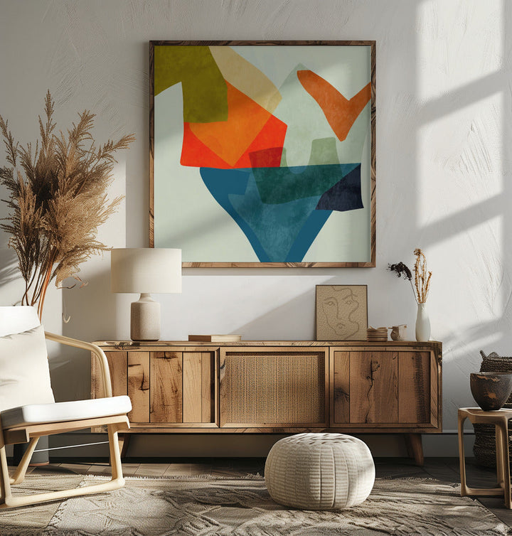 Shapes&amp;lines5 Kopie - Square Stretched Canvas, Poster or Fine Art Print I Heart Wall Art