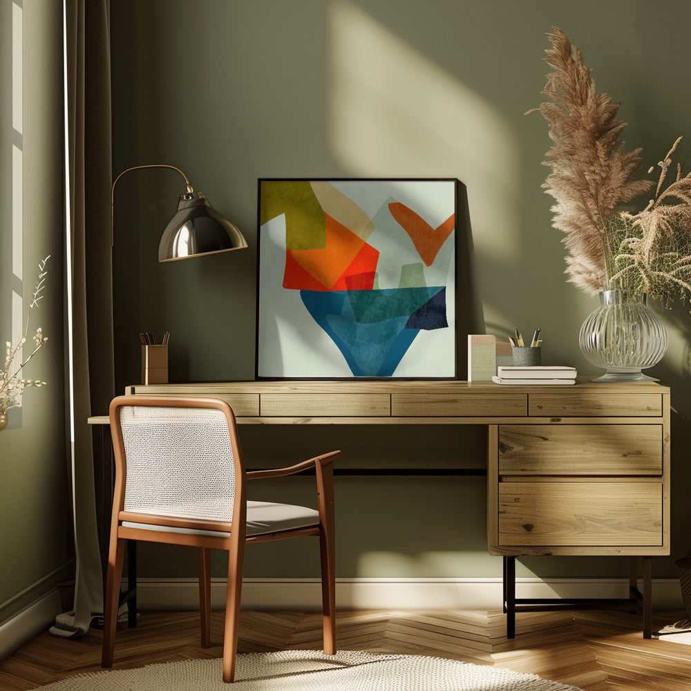 Shapes&amp;lines5 Kopie - Square Stretched Canvas, Poster or Fine Art Print I Heart Wall Art
