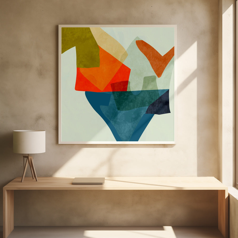 Shapes&amp;lines5 Kopie - Square Stretched Canvas, Poster or Fine Art Print I Heart Wall Art