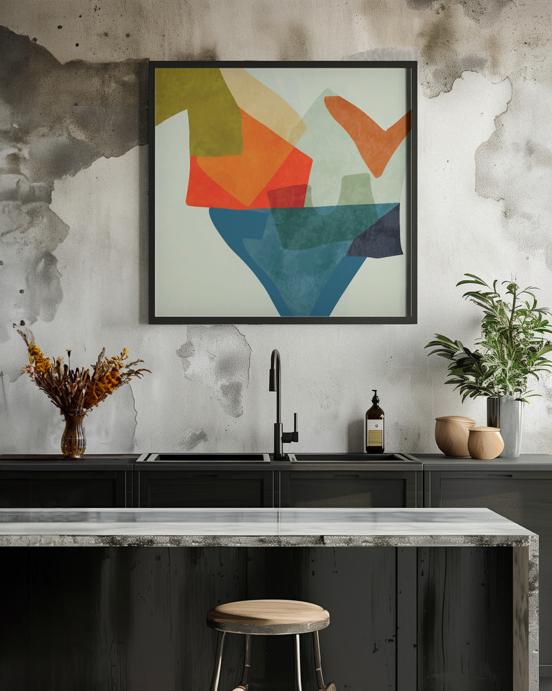 Shapes&amp;lines5 Kopie - Square Stretched Canvas, Poster or Fine Art Print I Heart Wall Art