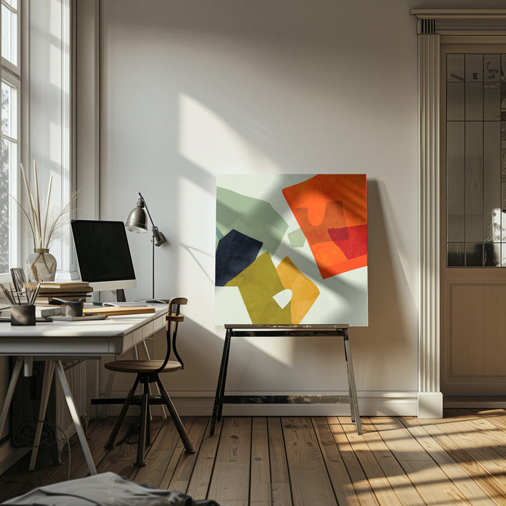 Shapes&amp;lines6 - Square Stretched Canvas, Poster or Fine Art Print I Heart Wall Art