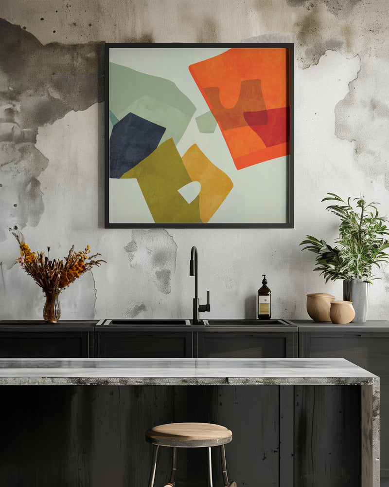 Shapes&amp;lines6 - Square Stretched Canvas, Poster or Fine Art Print I Heart Wall Art