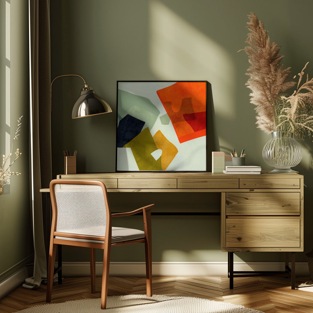 Shapes&amp;lines6 - Square Stretched Canvas, Poster or Fine Art Print I Heart Wall Art