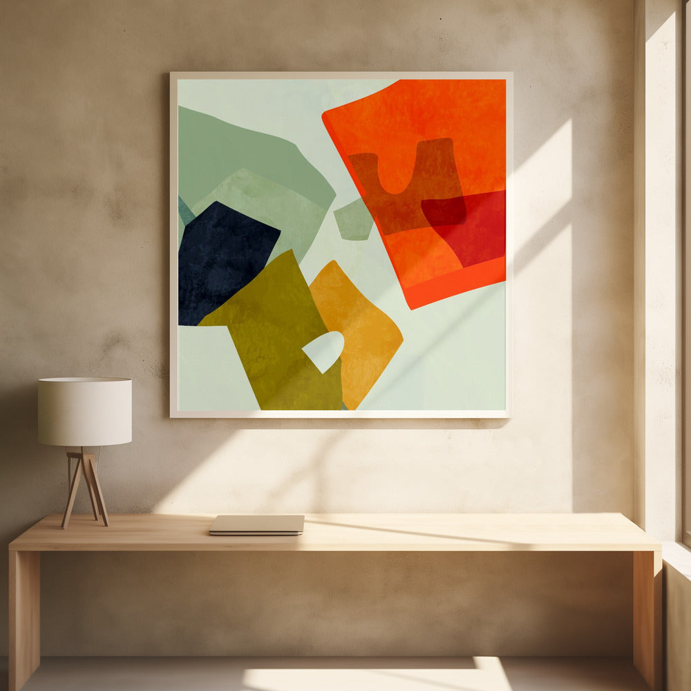 Shapes&amp;lines6 - Square Stretched Canvas, Poster or Fine Art Print I Heart Wall Art