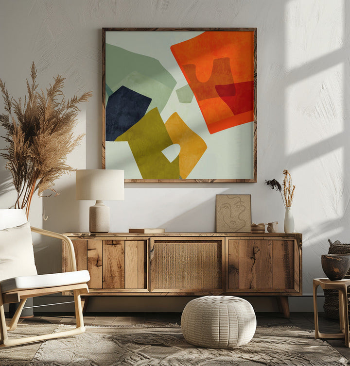 Shapes&amp;lines6 - Square Stretched Canvas, Poster or Fine Art Print I Heart Wall Art