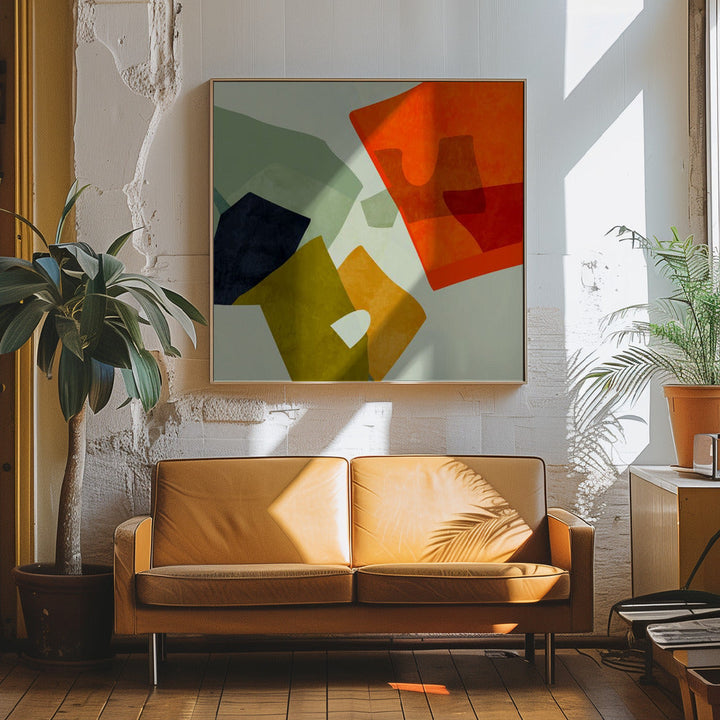 Shapes&amp;lines6 - Square Stretched Canvas, Poster or Fine Art Print I Heart Wall Art