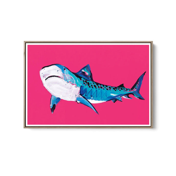 Shark border by Lucy Hawkins - Stretched Canvas Print or Framed Fine Art Print - Artwork I Heart Wall Art Australia 