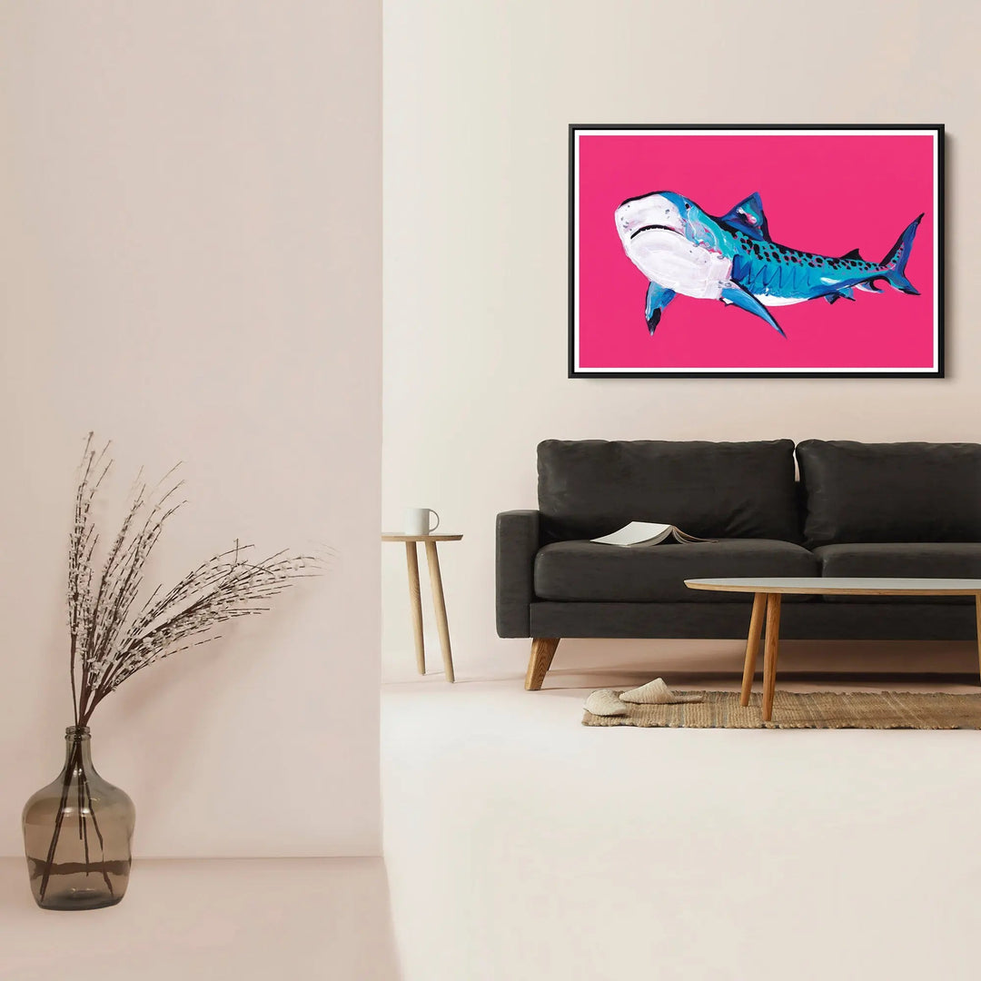 Shark border by Lucy Hawkins - Stretched Canvas Print or Framed Fine Art Print - Artwork I Heart Wall Art Australia 