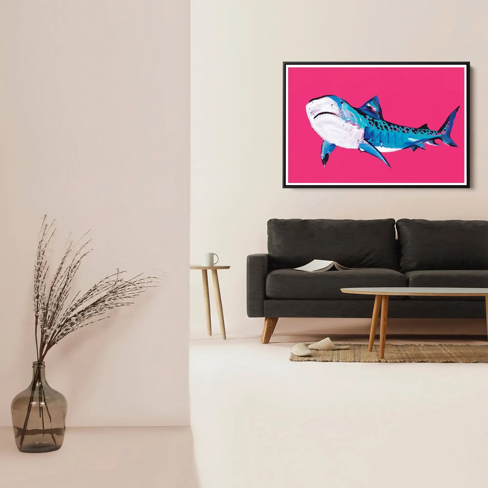 Shark border by Lucy Hawkins - Stretched Canvas Print or Framed Fine Art Print - Artwork I Heart Wall Art Australia 