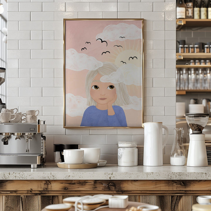 She´s got her head among the clouds - Stretched Canvas, Poster or Fine Art Print I Heart Wall Art
