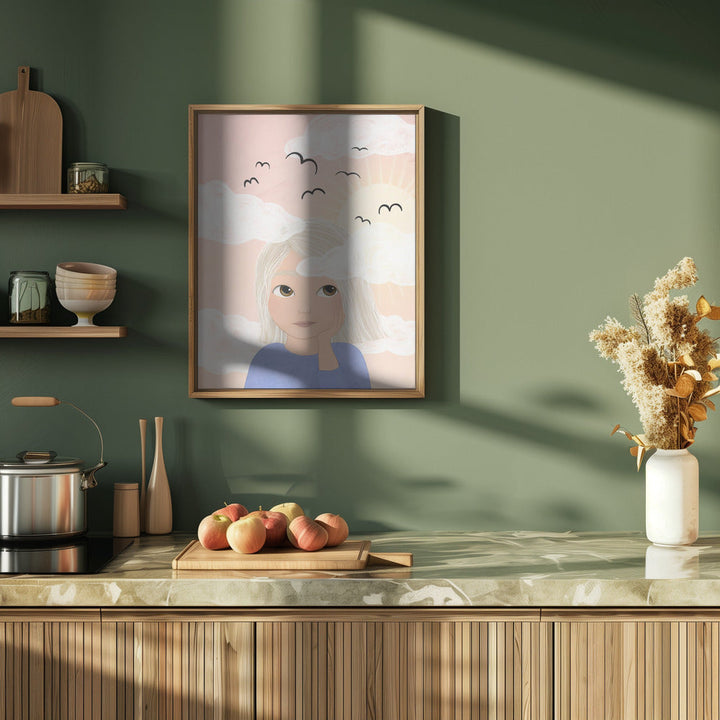 She´s got her head among the clouds - Stretched Canvas, Poster or Fine Art Print I Heart Wall Art