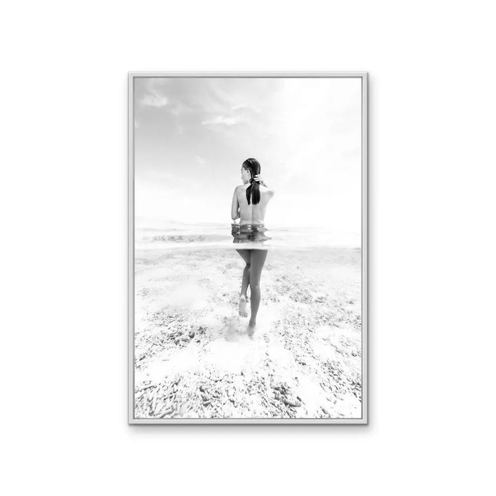She Swims - Black and White Photographic Print Of Naked Woman Swimming - Art Or Canvas Print I Heart Wall Art Australia 
