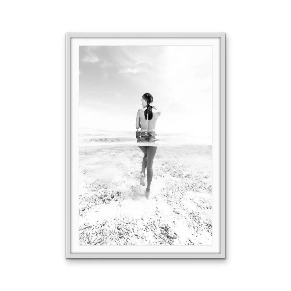 She Swims - Black and White Photographic Print Of Naked Woman Swimming - Art Or Canvas Print I Heart Wall Art Australia 