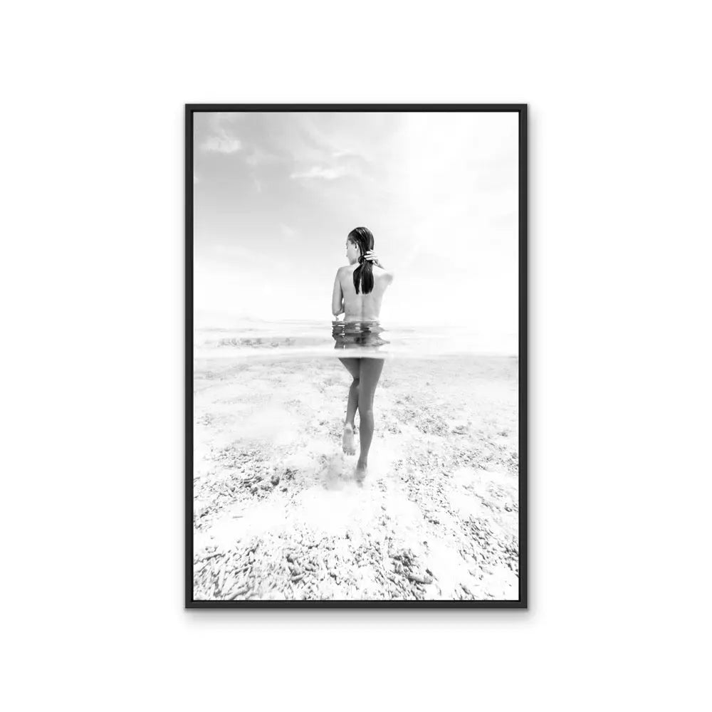 She Swims - Black and White Photographic Print Of Naked Woman Swimming - Art Or Canvas Print I Heart Wall Art Australia 