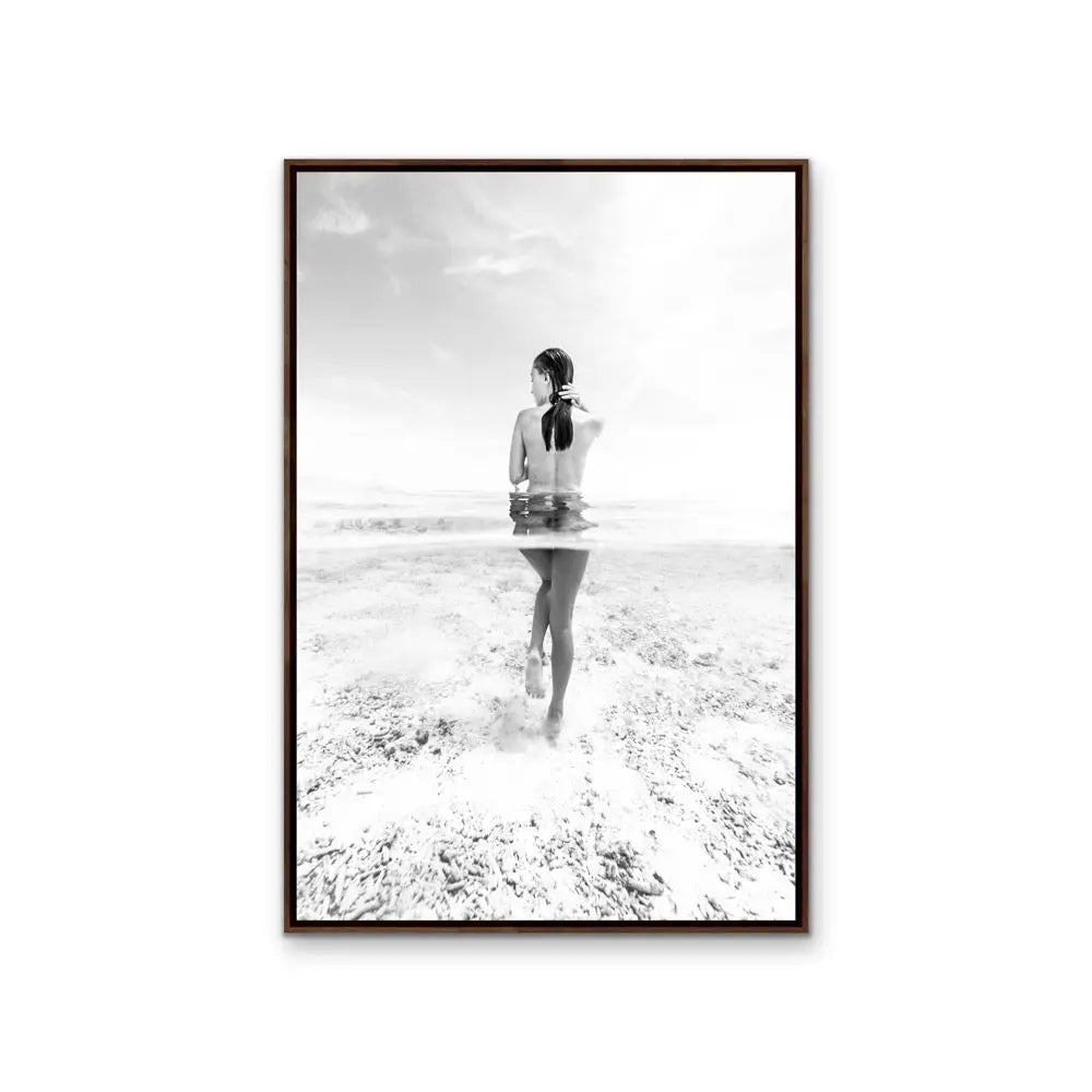 She Swims - Black and White Photographic Print Of Naked Woman Swimming - Art Or Canvas Print I Heart Wall Art Australia 
