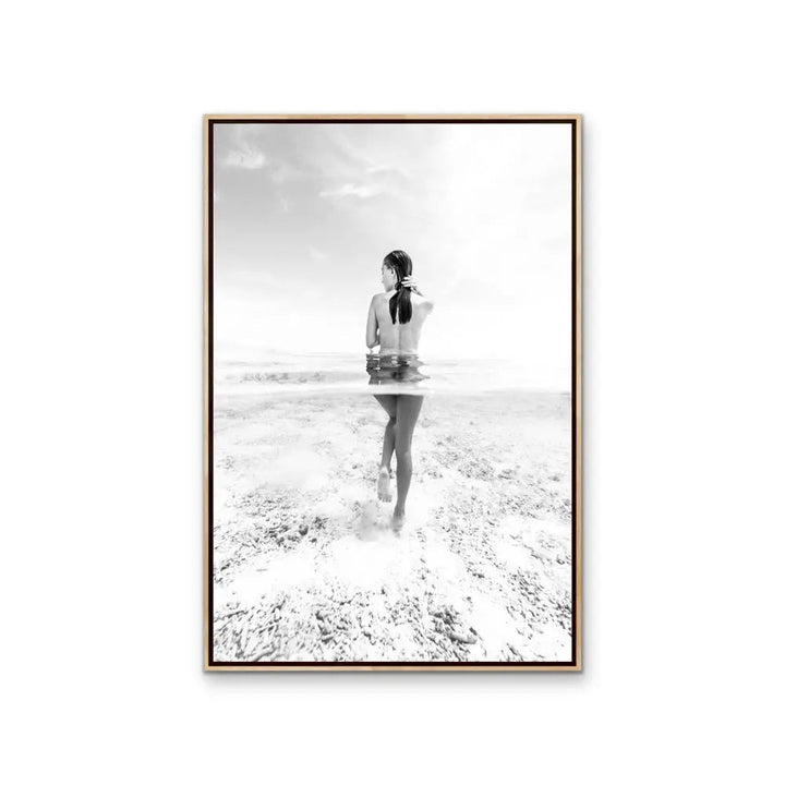 She Swims - Black and White Photographic Print Of Naked Woman Swimming - Art Or Canvas Print I Heart Wall Art Australia 