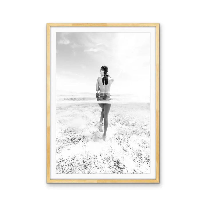 She Swims - Black and White Photographic Print Of Naked Woman Swimming - Art Or Canvas Print I Heart Wall Art Australia 