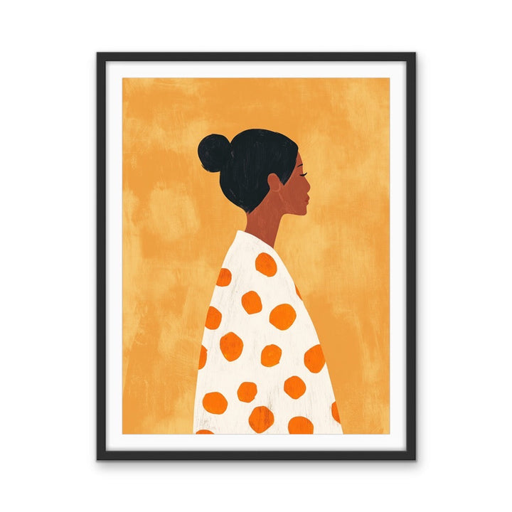 She With The Spots  - Woman With Spotty Jumper Yellow Print I Heart Wall Art Australia