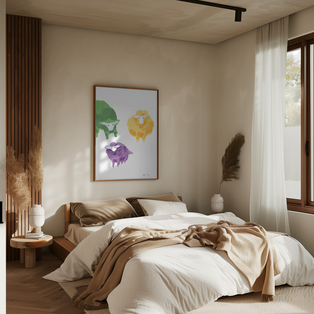 Sheep Triplets - Stretched Canvas, Poster or Fine Art Print I Heart Wall Art