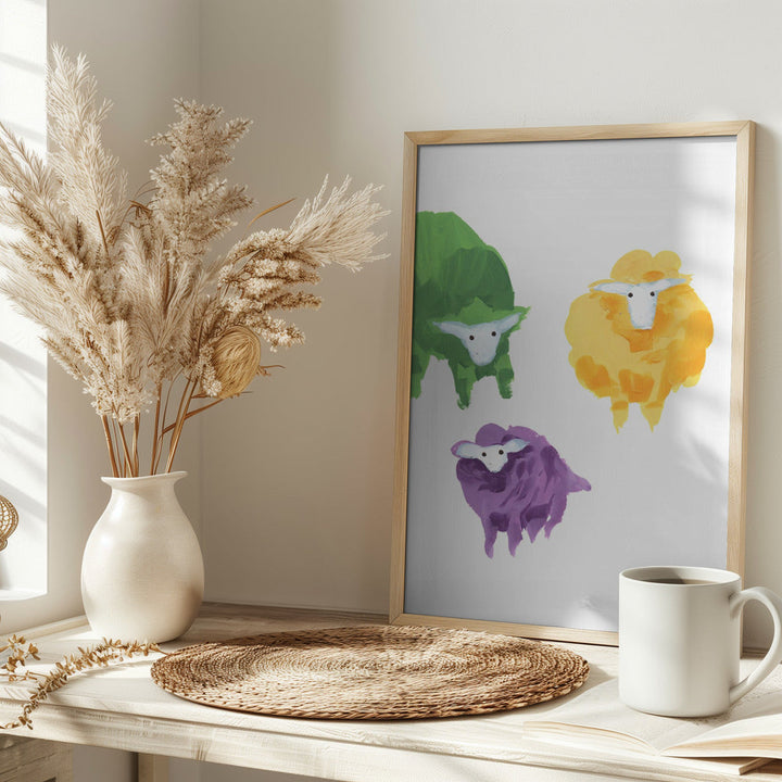 Sheep Triplets - Stretched Canvas, Poster or Fine Art Print I Heart Wall Art