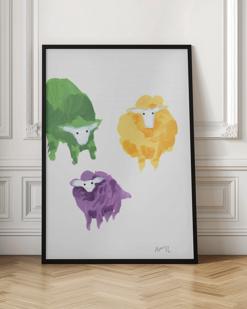 Sheep Triplets - Stretched Canvas, Poster or Fine Art Print I Heart Wall Art